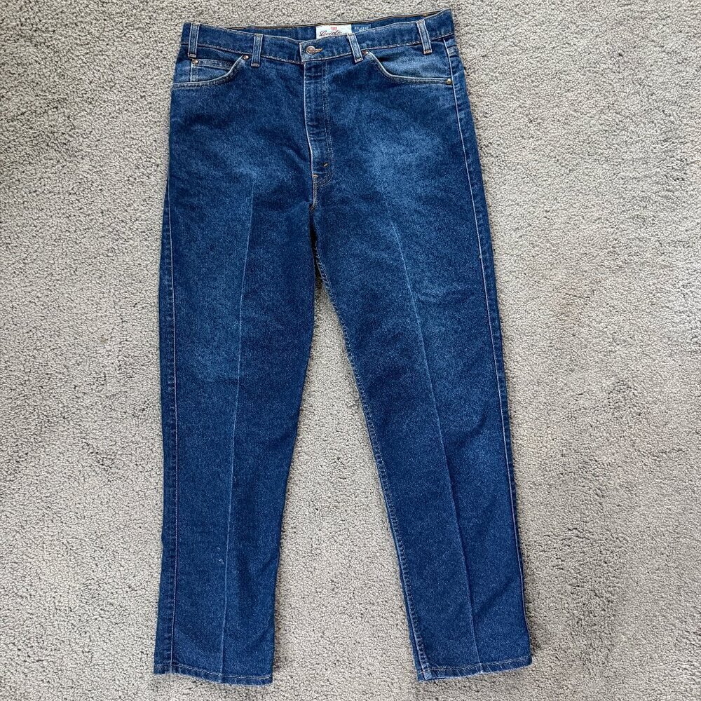 Vtg. 90's Levi's 540 Relaxed Fit Men's Med. Dark Wash Brown Tab Jeans Size 38x32